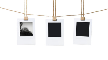 Polaroid photos on rope, retro