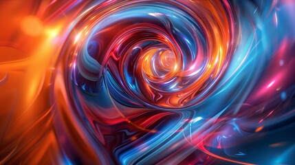 Iridescent abstract swirl with glossy finish blending vibrant colors