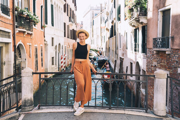 Young woman travel in Venice, Italy, Europe.