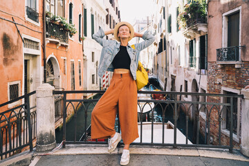 Young woman travel in Venice, Italy, Europe.