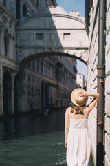 Young woman travel in Venice, Italy, Europe.