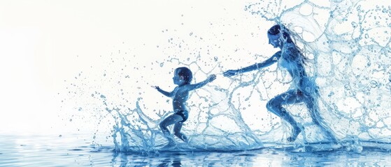 fun with water splash happy family 