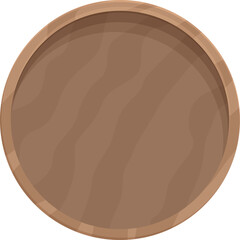 Vector illustration of a simple wooden round plate isolated on a white background
