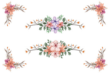 Blooms & Greenery Floral Foliag Ornament Corner Text Separator