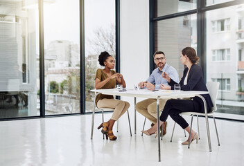 Group, people and discussion in meeting for collaboration, feedback or brainstorming as coworkers....