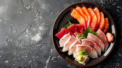 sashimi on the plate with copy space