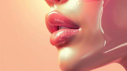 Alluring and captivating of a close up portrait of a woman s lips with expertly applied makeup creating a sensual and seductive expression The skin is smooth and flawless inviting the viewer to
