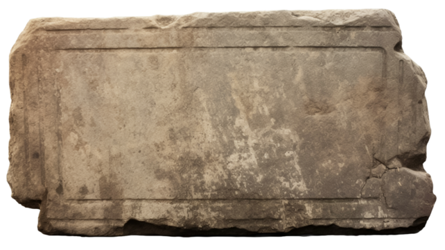 Old stone sign plate isolated on transparent background.
