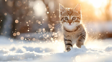 Christmas holiday kitten - kitty surrounded by decorations