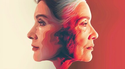 Obraz premium A serene and sophisticated portrait of a mature woman her face radiating a quiet dignity as she gracefully embraces the natural process of aging supported by targeted cosmetic treatments that enhance