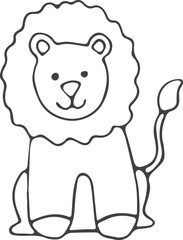 Hand drawn lion icon. Vector illustration doodle style. Animals.
