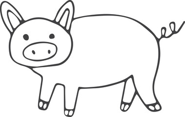 Hand drawn pig icon. Vector illustration doodle style. Animals.
