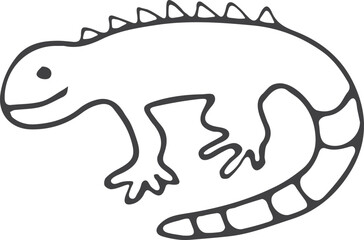 Hand drawn lizard. Vector illustration doodle style. Animals.
