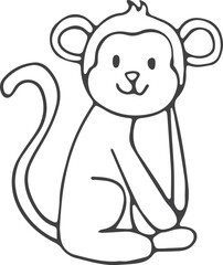Hand drawn monkey. Vector illustration doodle style. Animals.
