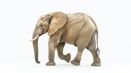 Obraz premium Elephant walking all over a white background