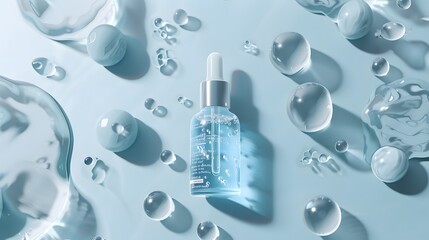 the presence of hyaluronic acid in the skin, highlighting its ability to retain moisture and contribute to skin hydration and plumpness, with a focus on its molecular structure