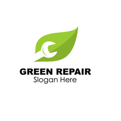 green repair logo design concept vector illustration