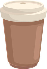Illustration of a disposable coffee cup with lid for takeaway beverage, designed in vector art, perfect for cafe, espresso, tea, and takeout drinkware, on a white background