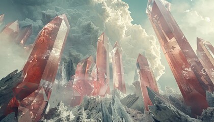 Surreal landscape of towering crystalline structures