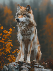 Fototapeta premium a wolf on the cliff