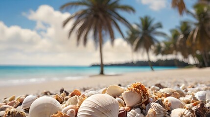 seashells on the beach, ai generated