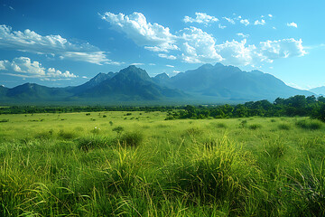 National Parks & Protected Landscapes: Lush Wildlife in Serene Blue Skies