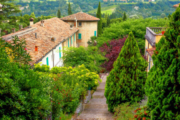 Beautiful and colorful street in the Tuscan countryside, Italy