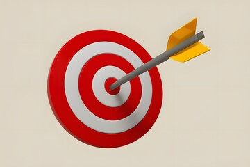 Red and white target with yellow arrow and gray shaft piercing center