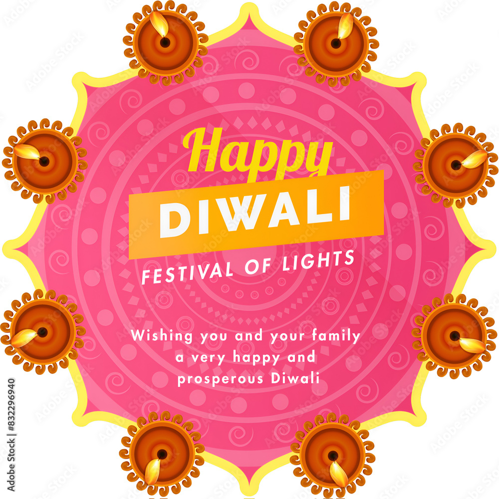 Canvas Prints indian festival diwali celebration template or greeting card design decorated with illuminated oil l