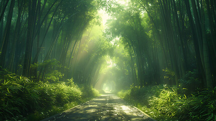 Obraz premium photographer capturing the beauty of a panda sanctuary with sprawling bamboo forests providing a safe haven for these beloved animals