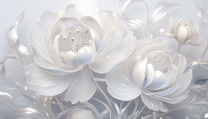 Transparent white Peony flower