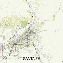 Santa Fe, New Mexico, United States map poster art