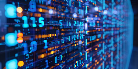 Obraz premium A computer screen with a lot of numbers and letters