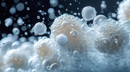 Water Bubbles Close Up on Black Background