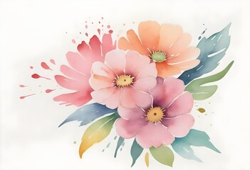 Obraz premium Ink and watercolor flowers