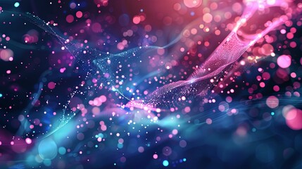 Fototapeta premium A colorful, swirling background with many small, bright dots
