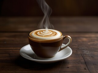 Freshly brewed cup of coffee with a swirl of cream, aromatic and energizing, genertive AI