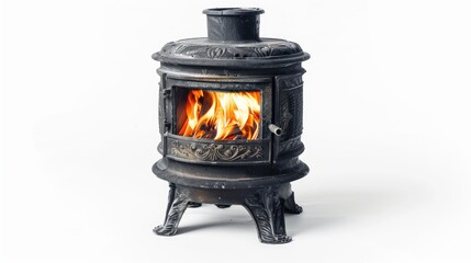 White background isolated charcoal stove