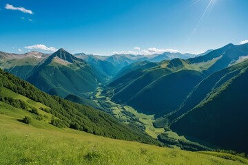 Midday in Pyrenees with Vivid Summer Landscape