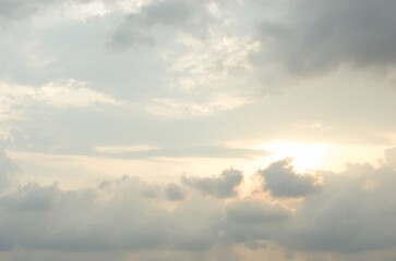 Thick clouds in the evening sky before sunset.