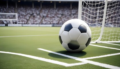 soccer ball in goal net