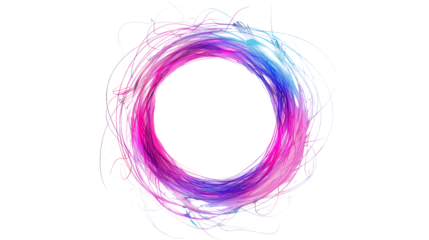  Round frame made of dynamic neon curved lines for technology concepts 