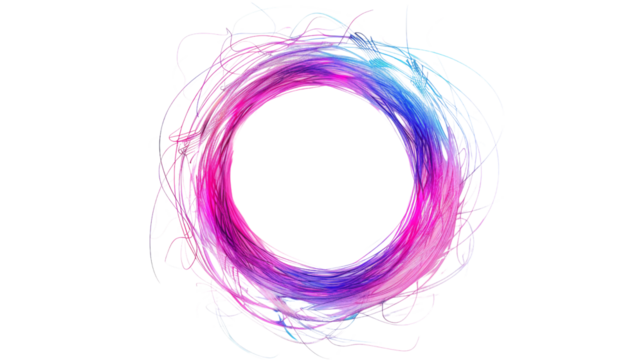  Round frame made of dynamic neon curved lines for technology concepts 