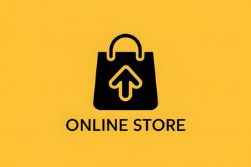Vibrant yellow background with black shopping bag and ONLINE STORE in white