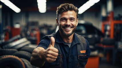 A man is a car mechanic worker, a car service station.