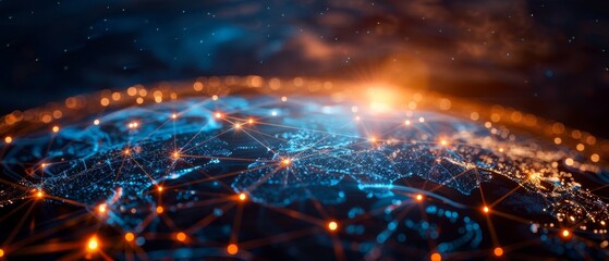 global world network and telecommunication connection concept