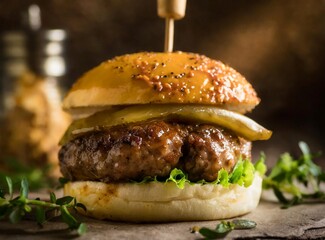 Burger with cucumber. Burger Presentation.