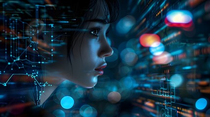 Fototapeta premium Unleash the power of AI with our intelligent assistant, revolutionizing the way you work and live. From managing tasks to predicting your needs, experience the future of technology at your fingertips.