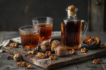 beautiful background of nut tincture