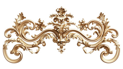 Rococo ornament frame, noble golden vintage style ornamental stucco